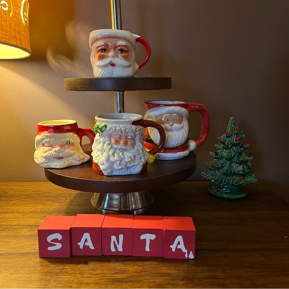 Santa Wooden Blocks 5 pieces One Inch Red Blocks - Picture 3 of 4